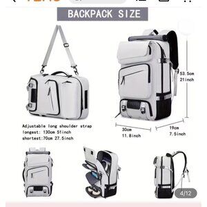 3 In 1 Travel Backpack Duffle Laptop Bag Silver Grey